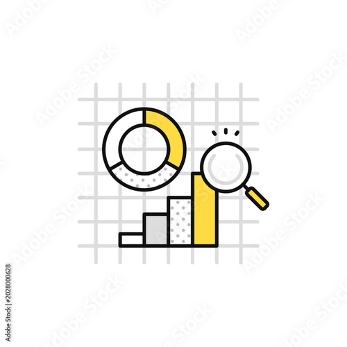 グラフを分析するベクターアイコンイラスト素材
