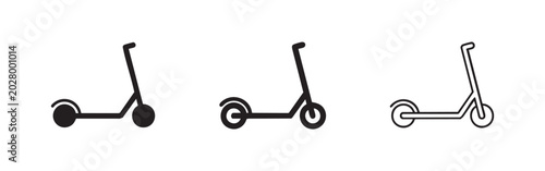 Fotografie Set of three scooter icons, solid, outline and filled outline