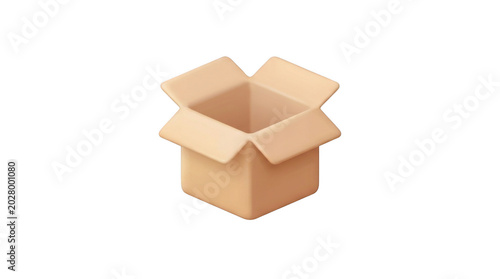 3d Render Of An Open Empty Cardboard Box On White Background