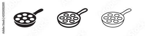 Bild auf Leinwand Takoyaki pan or pancake pan icon set