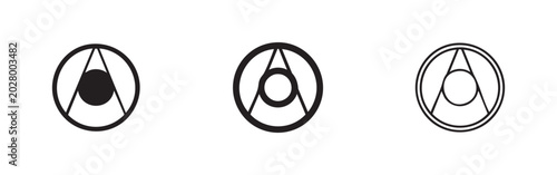 Tableau sur toile Anarchy symbol icon set with solid, bold, and thin outline variations