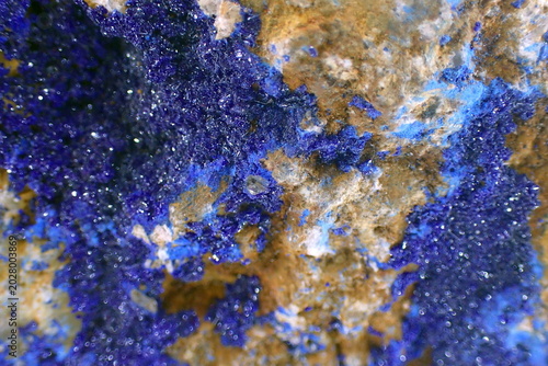 Vibrant Azurite Crystal Formation Macro Close-up