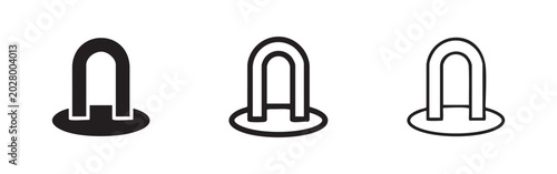 Photos U-bolt or ground anchor icon set in various styles