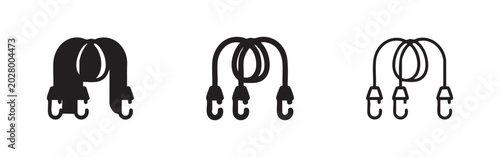 Canvas Print Bungee cord and elastic strap icons for securing loads and cargo