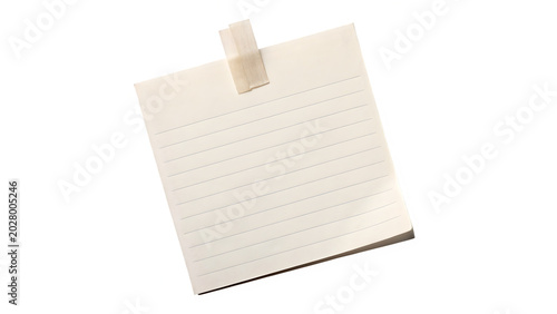 A blank square piece of light beige sticky note paper template mockup isolated on transparent background cut out