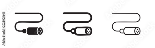 Foto MIDI or DIN Connector Cable Icon Set, Audio and Data Interface Vector Illustrati
