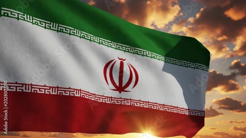 Waving tricolor flag at sunrise