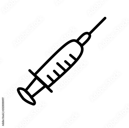 Medical syringe line icon. Injection vector illustration isolated on white background. Vaccine and immunization linear icon.