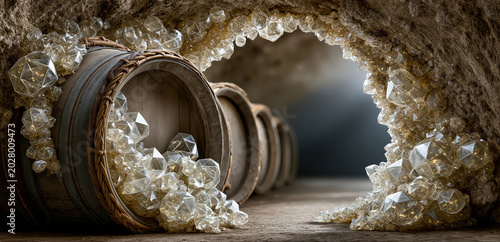 Fotografía Bright crystal cavern with barrels
