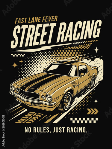 vector image of a gold racing car