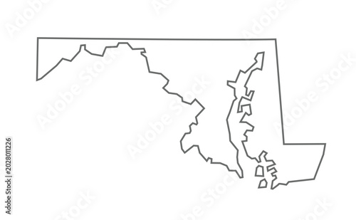 Maryland State Outline Gray Vector Map Minimalist Design
