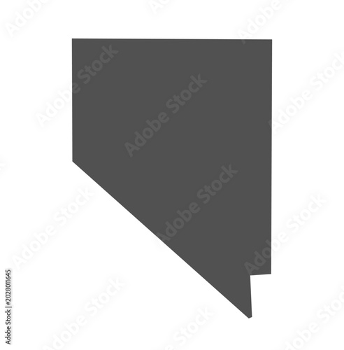 Nevada State Silhouette Gray Solid Vector Map Isolated
