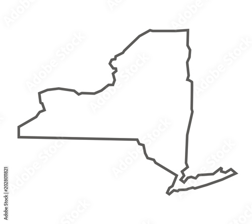 New York Map with Counties Blue Outline Vector Illustration