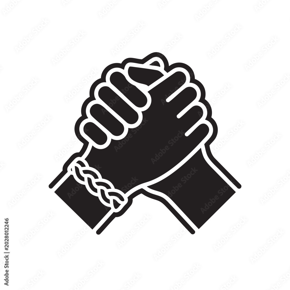 Obraz premium Raised Fist Crowd Protest Power Silhouette Vector Symbol
