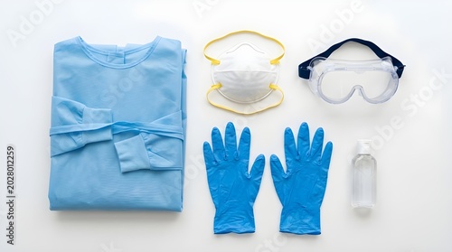 Personal protective equipment set with gloves and mask