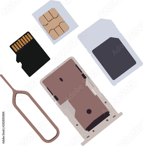 Tableau sur toile memory card adapter set with micro sd card and sim card tray ejector tool isolat
