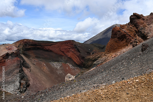 Volcanic Red Crater with Mineral-Rich Formations