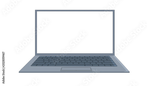 Open Laptop Computer with Blank Screen Isolated on Transparent Background