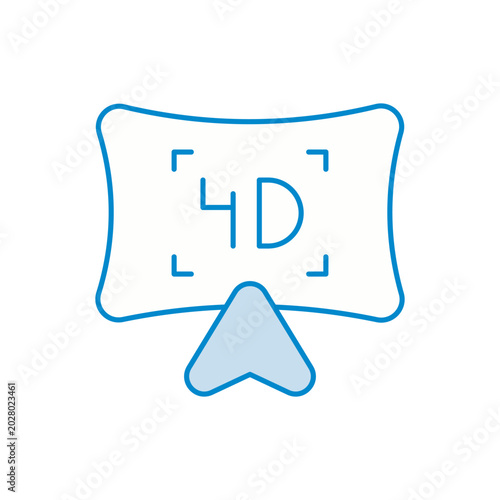 4D Cinema Icon Isolated on White Background Illustration