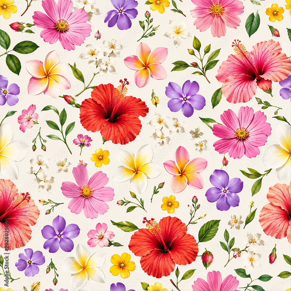 Obraz premium Organic Scatter Odd Petal Flower Pattern Botanical Design