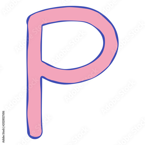 Pastel Doodle Lowercase Letter P Illustration