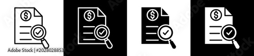 Audit Line And Glyph Icon In Black White Background    