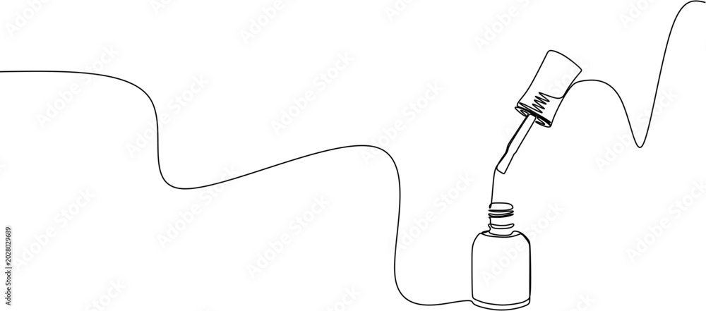 Obraz premium Continuous one line drawing of cosmetic dropper bottle. Minimalist serum or essential oil vector illustration.