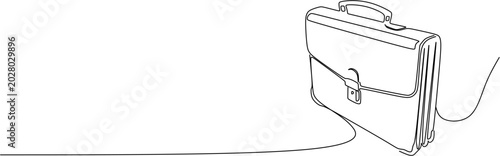 Business briefcase continuous one line drawing. Minimalist leather portfolio bag vector illustration for corporate and work concept.