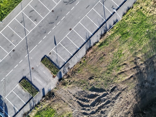 aerial view of street public parking