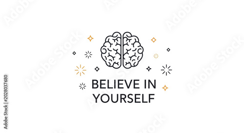 Photos Believe in Yourself Brain Icon - Motivation and Self-Belief Concept