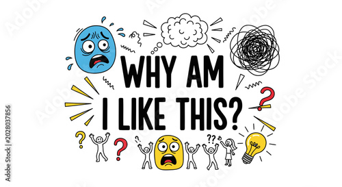 Foto Confused Person Asking Why Am I Like This? with Emotions and Ideas