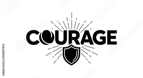 Cuadro en lienzo Courage Symbol: Shield and Sunburst Graphic Design