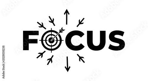 Konstfotografi Focus Word with Target and Arrows