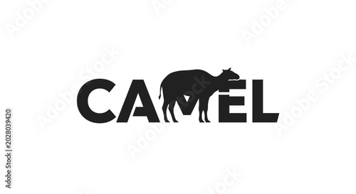 Fotografie Camel Silhouette Integrated into Word Typography