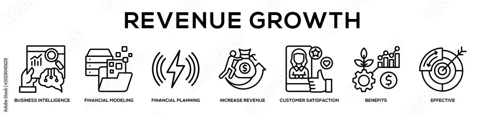 Naklejka premium Revenue Growth web banner icon illustration concept