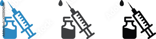 syringe and vial icons for vaccination campaign materials