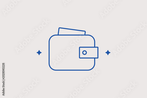 Photos Closed leather wallet line icon for personal finance apps, digital banking interfaces, or commercial savings accounts