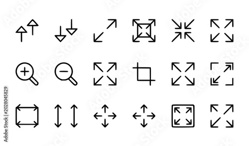Canvastavla Modern Scaling Related Editable Stroke Line Icons with Resize Expand and Zoom In