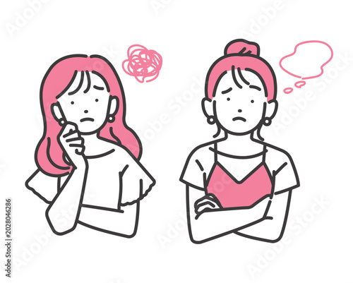 もやもやする女の子のベクターイラスト