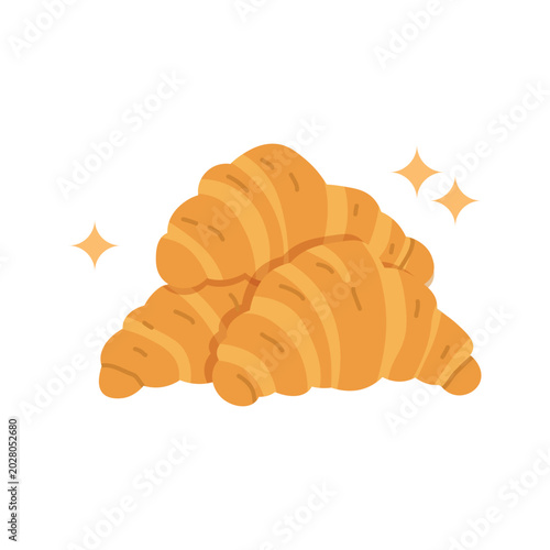Quadro su tela Fresh croissants set with golden sparkles