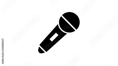 Microphone icon, black audio mic symbol, sound equipment, music tool