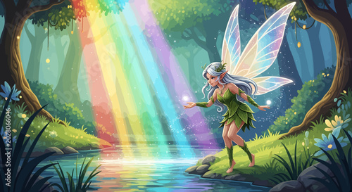 Fairy with wings and long hair.