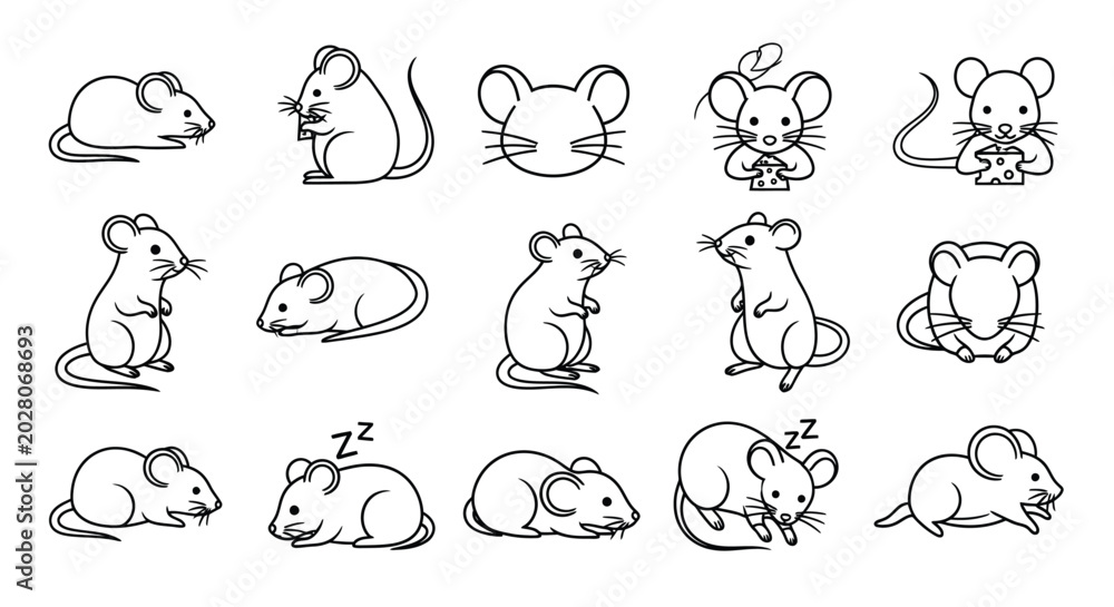 Fototapeta premium mouse illustrations in various poses and activities high quality professional detailed