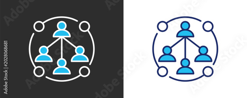 Quadro su tela Organizational Change Icon Set, Colored Outline Vector Illustration