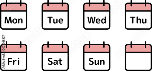 Day of the week calendar icon set