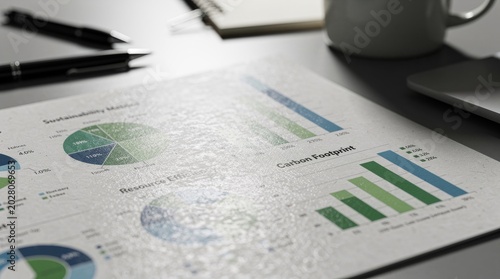 Financial Report With Carbon Footprint Analysis on Desk