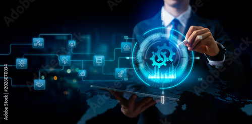 Fotografija Digital transformation, business process automation and industrial connectivity concept