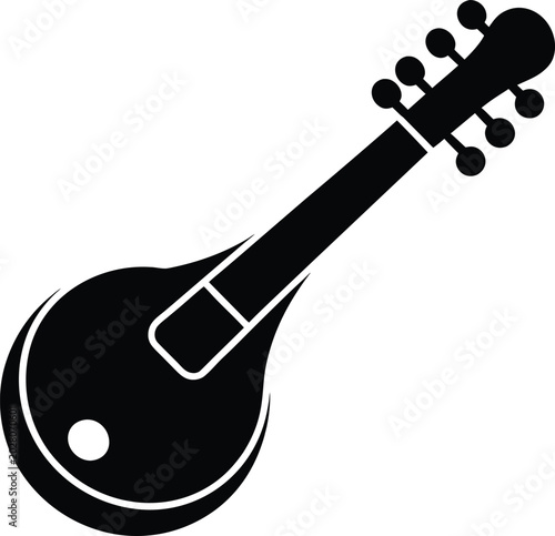 Foto sitar silhouette vector art illustration, black and white design