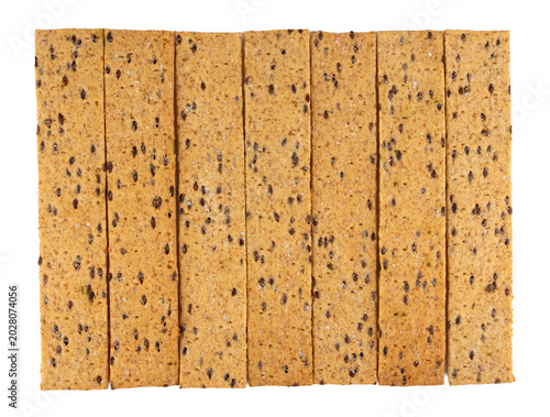 Foto Crunchy gluten free crispbread with various seeds top view