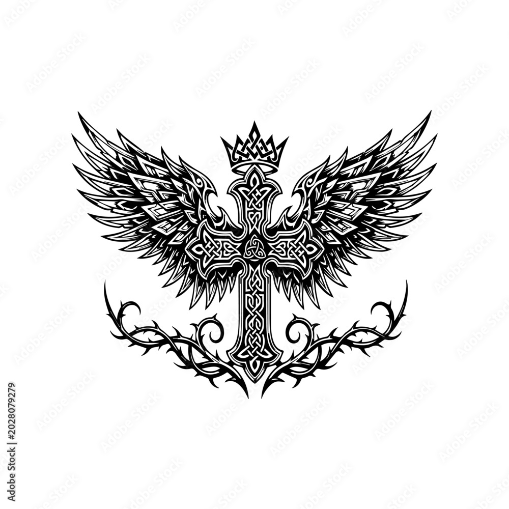 Fototapeta premium Traditional Tribal Tattoo Vector Illustration Isolated on White